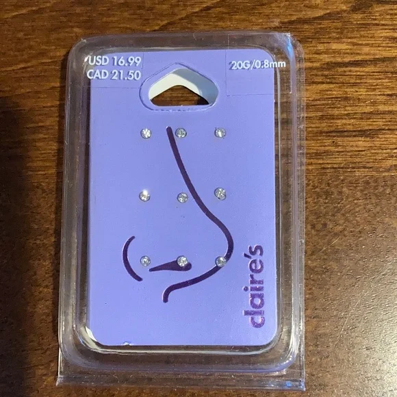 Claire's Accessories Clear Nose Stud Claire's Champagne